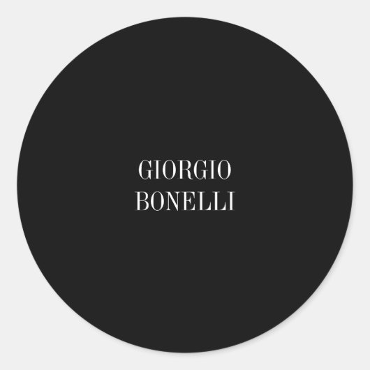 白黒ユーザー名ミニマリスト個人モダン ラウンドシール (正面)