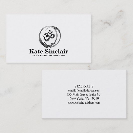 白黒ヨガ及び黙想のインストラクター 名刺 (正面/裏面)