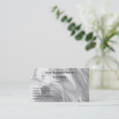 白黒ヨークシャテリアのヨークシャーテリアのポートレート 名刺 (スタンド正面)