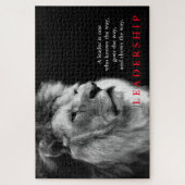 白黒ライオやる気を起こさせるンリーダーシップ引用文 ジグソーパズル (縦)