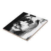 白黒ライオンのアートワーク写真セラミックタイル タイル (側面)