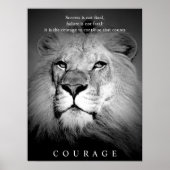 白黒ライオンの勇気やる気を起こさせる ポスター (正面)
