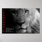 白黒ライオンアイズやる気を起こさせるリーダーシップ ポスター (正面)