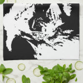 白黒ライオンアーポップ・アートのト キッチンタオル (折り畳み)