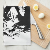 白黒ライオンアーポップ・アートのト キッチンタオル (四つ折り)