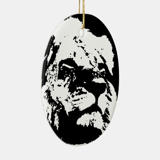 白黒ライオンアーポップ・アートのト セラミックオーナメント (右)