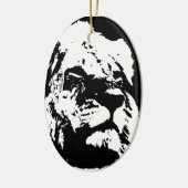 白黒ライオンアーポップ・アートのト セラミックオーナメント (左)