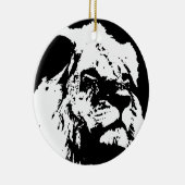 白黒ライオンアーポップ・アートのト セラミックオーナメント (右)