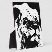 白黒ライオンアーポップ・アートのト フォトプラーク (側面)