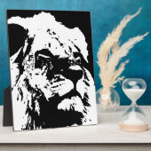 白黒ライオンアーポップ・アートのト フォトプラーク (側面)