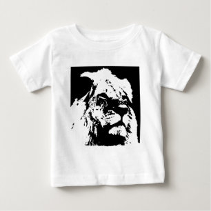 白黒ライオンアーポップ・アートのト ベビーTシャツ