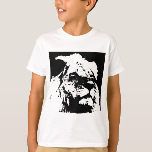 白黒ライオンアーポップ・アートのト Tシャツ