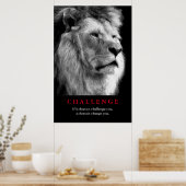 白黒ライオンチャレやる気を起こさせるンジ ポスター (キッチン)