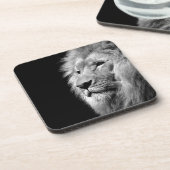 白黒ライオンポートレート – 動物写真 コースター (左側)