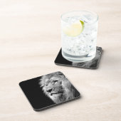 白黒ライオンポートレート – 動物写真 コースター (右側)