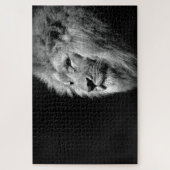 白黒ライオンポートレート – 動物写真 ジグソーパズル (縦)