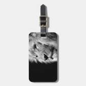 白黒ライオンポートレート – 動物写真 ラゲッジタグ (正面縦)