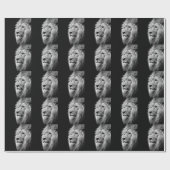 白黒ライオンポートレート – 動物写真 ラッピングペーパー (フラット)