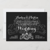 白黒ライオンユニコーンリーガルエンブレム結婚ズ 招待状 (裏面)