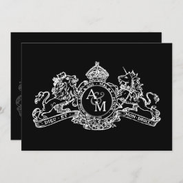 白黒ライオンユニコーンリーガルエンブレム結婚ズ 招待状