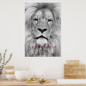 白黒ライオンリーダーシップやる気を起こさせる引用文 ポスター (キッチン)