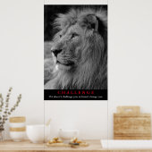 白黒ライオン動物チャレンジやる気を起こさせるズ ポスター (キッチン)