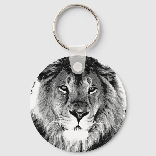 白黒ライオン キーホルダー (正面)
