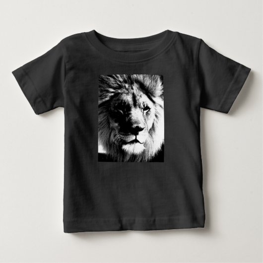 白黒ライオン ベビーTシャツ (正面)