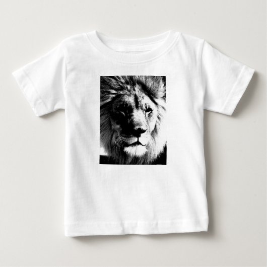 白黒ライオン ベビーTシャツ (正面)
