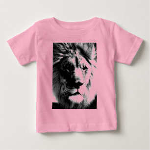 白黒ライオン ベビーTシャツ