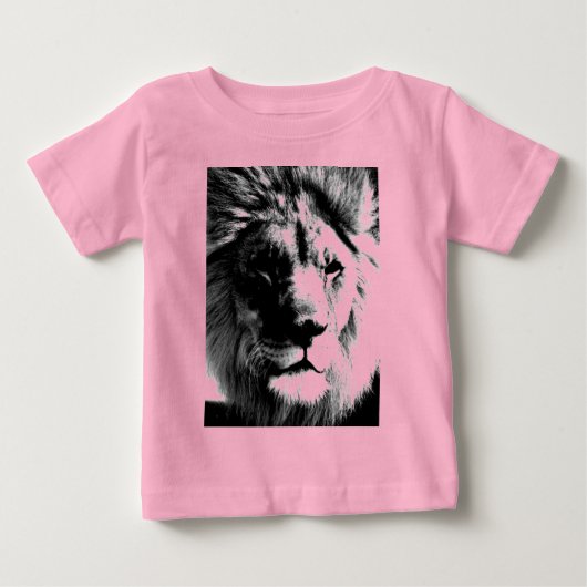 白黒ライオン ベビーTシャツ (正面)