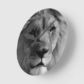 白黒ライオン ラウンド壁時計 (傾斜)