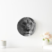 白黒ライオン ラウンド壁時計 (ホーム)