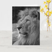白黒ライオン – 野生動物 カード (黄色い花)