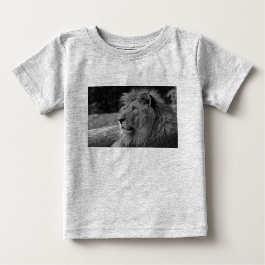 白黒ライオン – 野生動物 ベビーTシャツ (正面)