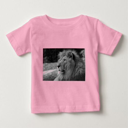 白黒ライオン – 野生動物 ベビーTシャツ (正面)