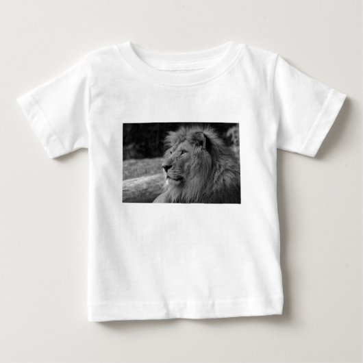 白黒ライオン – 野生動物 ベビーTシャツ (正面)
