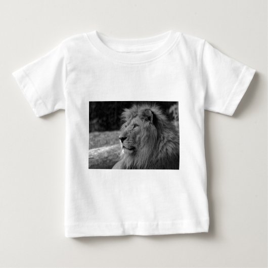 白黒ライオン – 野生動物 ベビーTシャツ (正面)