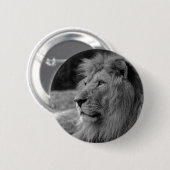 白黒ライオン – 野生動物 缶バッジ (正面&裏面)