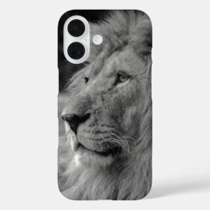 白黒ライオン – 野生動物 iPhone 16ケース