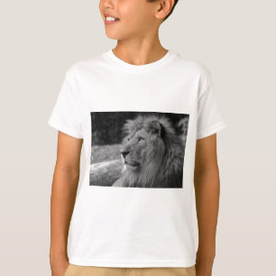 白黒ライオン – 野生動物 Tシャツ