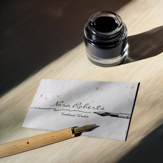 白黒ライター作家ディップペンハンドメイド紙 名刺