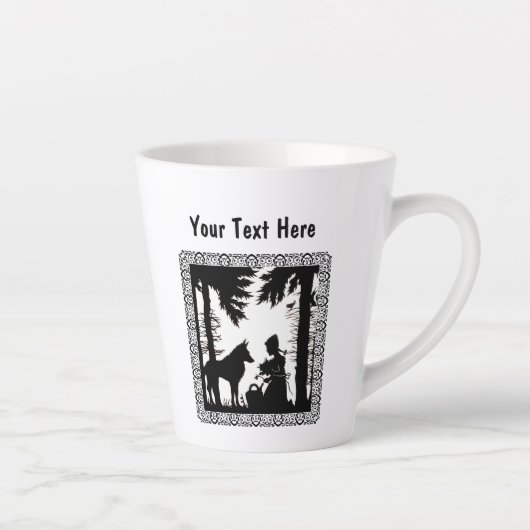 白黒ライディングフードの森の狼フレーム カフェラテマグ (右)