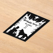 白黒ライディングフードウルフツリーズ誕生日 アクリル招待状 (レイダウン)