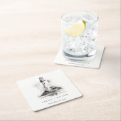 白黒ライトハウススケ航海のッチ結婚ズ スクエアペーパーコースター (インサイチュ)