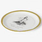 白黒ライトハウススケ航海のッチ結婚ズ ペーパープレート (アングル)