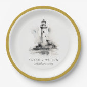 白黒ライトハウススケ航海のッチ結婚ズ ペーパープレート (正面)