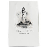 白黒ライトハウススケ航海のッチ結婚ズ ミディアムペーパーバッグ (正面)