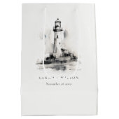 白黒ライトハウススケ航海のッチ結婚ズ ミディアムペーパーバッグ (裏面)