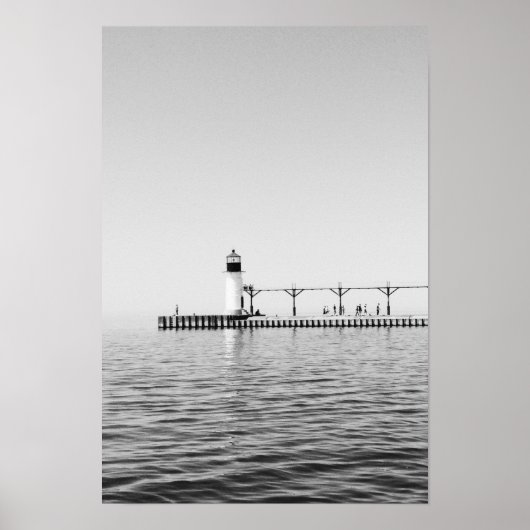 白黒ライトハウス写真ポスター ポスター (正面)